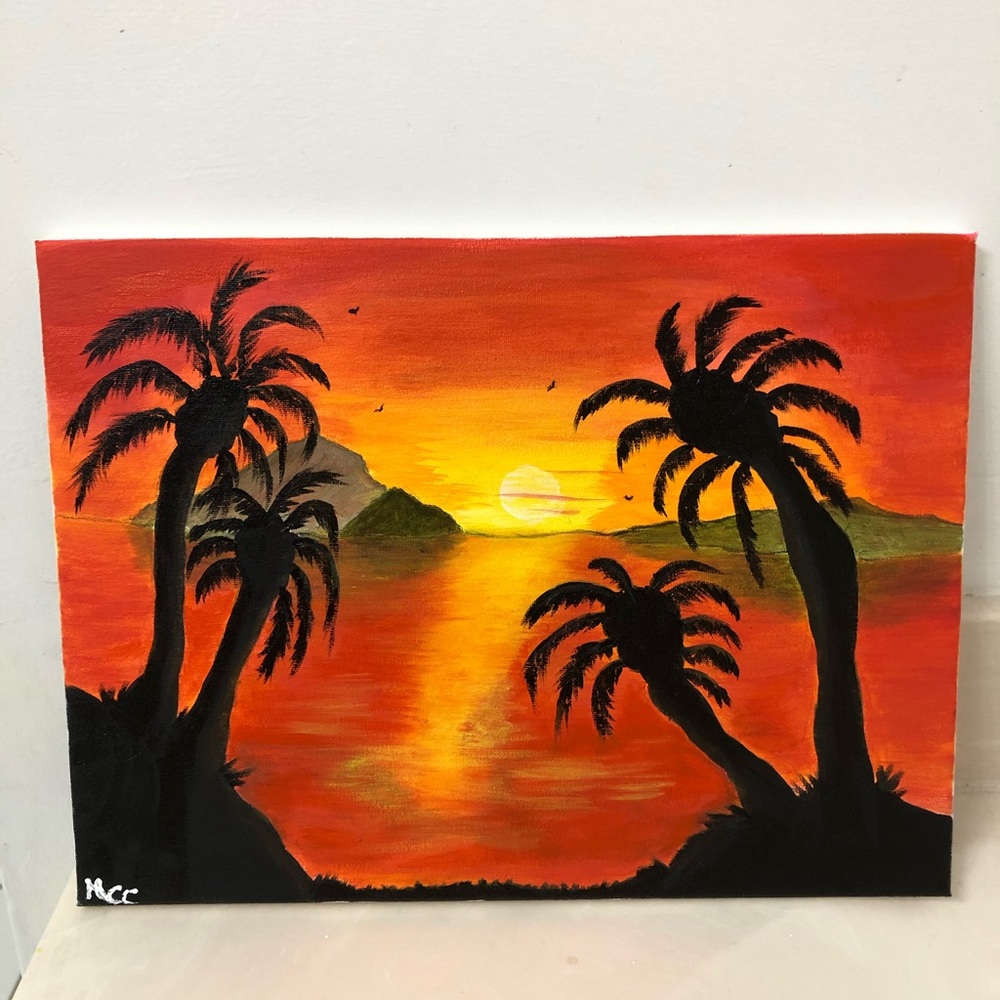 Sunset Acrylic Painting 16”x12”